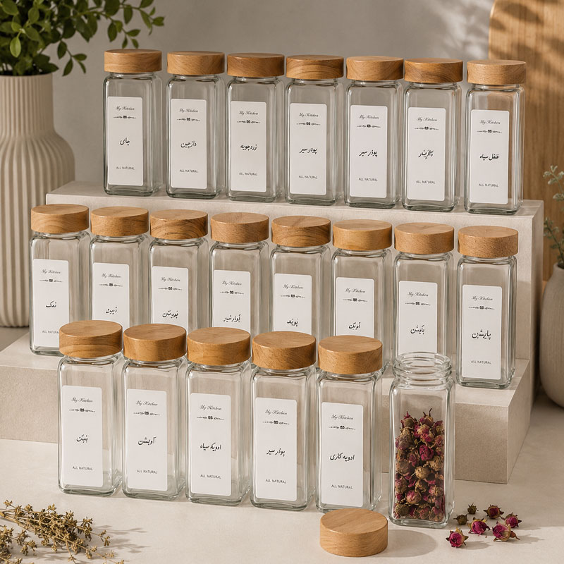 Spice-jar-2 شیشه ادویه درب چوبی